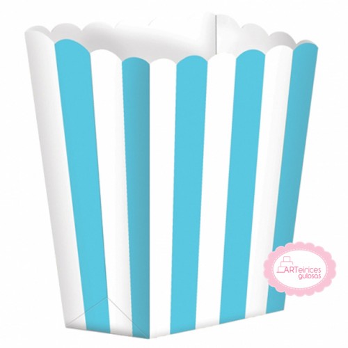 Caixas Pipocas Riscas Azul